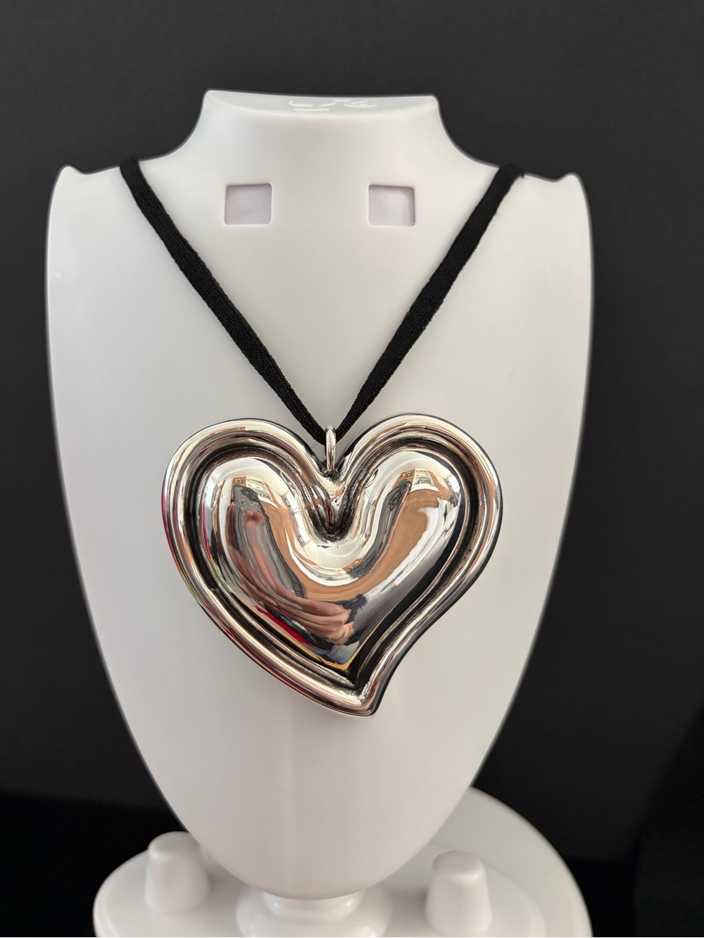 Huge Sterling Silver 925 Heart Pendant (only) no Black Cord